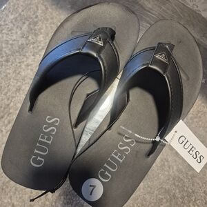 GUESS Men's Black Logo Flip-Flop Sandals
